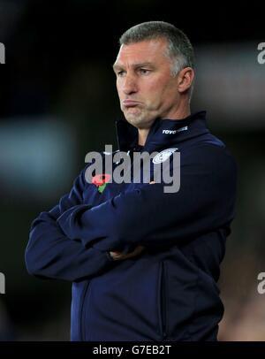 Il manager di Leicester City Nigel Pearson durante la partita della Barclays Premier League al Liberty Stadium di Swansea. Foto Stock