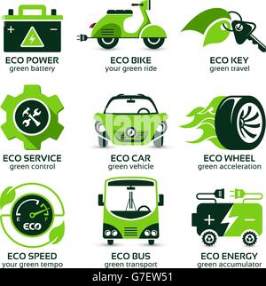 Appartamento Icon Set per eco-green il traffico urbano, l'ombra contiene i lucidi, eps10 Illustrazione Vettoriale