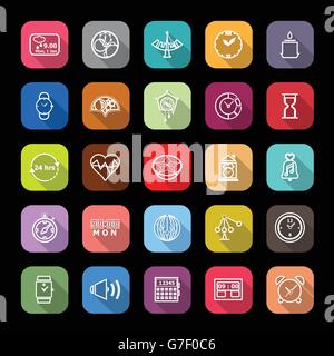 Il tempo di progettazione le icone della linea con lunga ombra, vettore di stock Illustrazione Vettoriale