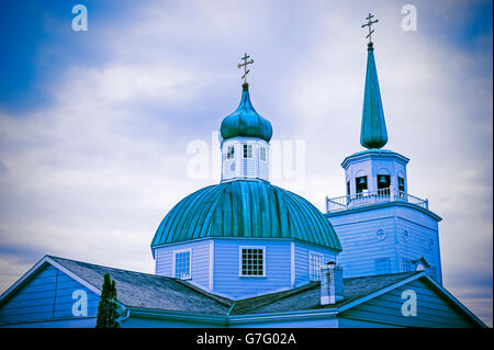 La parrocchia di san Michele cattedrale nel centro cittadino di Sitka, Alaska, STATI UNITI D'AMERICA Foto Stock