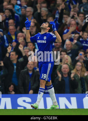 Calcio - Barclays Premier League - Chelsea / West Bromwich Albion - Stamford Bridge. Chelsea Diego Costa festeggia il primo gol del suo lato durante la partita della Barclays Premier League a Stamford Bridge, Londra. Foto Stock