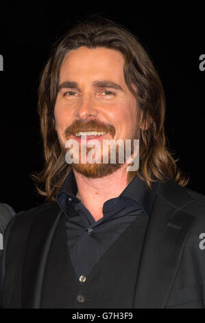 Christian Bale arriva alla prima mondiale di 'Esodo: Dei e Re', al cinema Odeon, in Leicester Square, Londra. PREMERE ASSOCIAZIONE foto. Data immagine: Mercoledì 3 dicembre 2014. Il credito fotografico dovrebbe essere: Dominic Lipinski/PA Wire Foto Stock