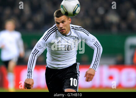 Lukas Podolski, la Germania, la partita di calcio internazionale, amichevole, Germania - Paesi Bassi 3:0, Imtech Arena, Amburgo Foto Stock