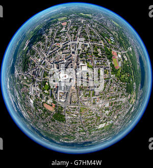 Vista aerea, immagini fisheye fisheyelens, panoramica, Bottrop, regione della Ruhr, Renania settentrionale-Vestfalia, Germania, Europa, vista aerea, Foto Stock