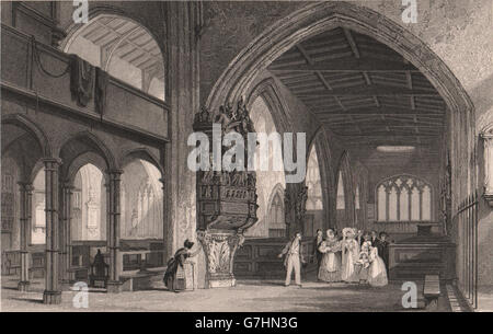 NEWCASTLE-UPON-TYNE: Chiesa di San Nicola. ALLOM, antica stampa 1839 Foto Stock