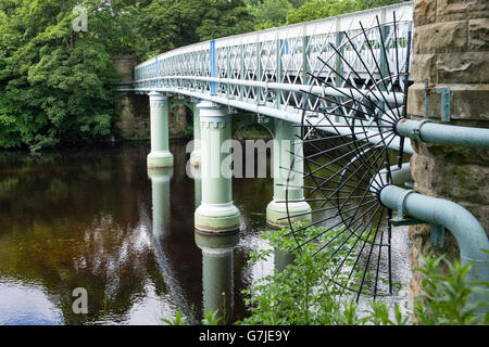 Il popolare del XIX secolo acquedotto di Deepdale, e passerella, Barnard Castle, Teesdale, County Durham, England, Regno Unito Foto Stock