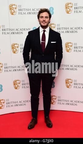 Sam Claflin all'annuncio delle candidature all'EE British Academy Film Awards al BAFTA di Londra. Foto Stock