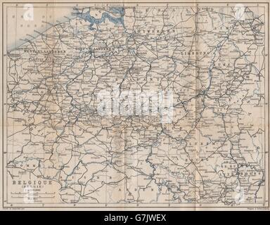 Belgio BELGIQUE BELGIE mappa generale. Province carte. BAEDEKER, 1897 Foto Stock
