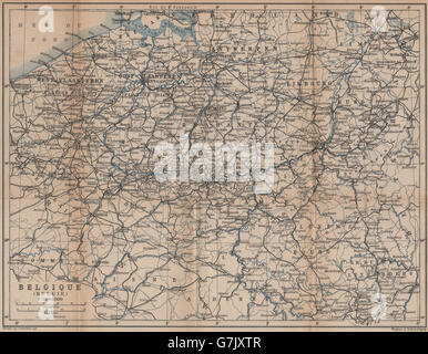 Belgio BELGIQUE BELGIE mappa generale. Province carte. BAEDEKER, 1901 Foto Stock