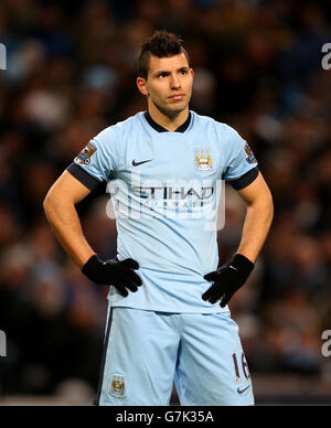 Calcio - Barclays Premier League - Manchester City v Arsenal - Etihad Stadium. Sergio Aguero, Manchester City Foto Stock