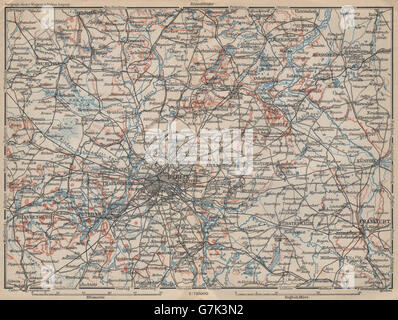 Berlino e Brandeburgo. Potsdam Frankfurt (Oder) Küstrin Eberswalde, 1910 Mappa Foto Stock