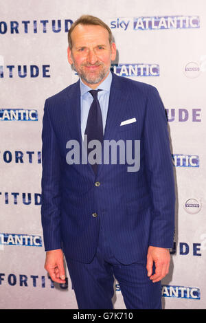 Christopher Eccleston alla prima mondiale di Fortitude all'8 Northumberland Avenue, Londra. Foto Stock