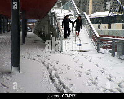 New York: tempesta di neve coperte dal Quartiere Finanziario Foto Stock