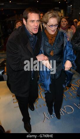 Lemony Snicket's UNA serie di eventi sfortunati UK Premiere - UCI Empire - Leicester Square. Stelle del film Meryl Streep e Jim Carrey. Foto Stock