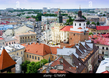 Città vecchia di Lublin, Polonia - vista aerea Foto Stock