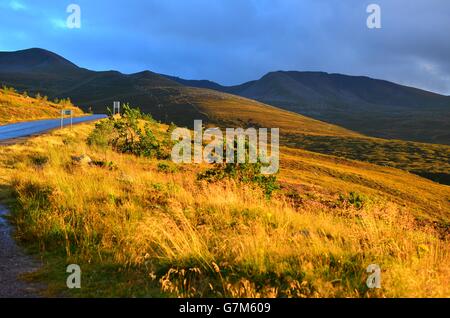 La strada da Glenmore al Cairngorm Mountain scuola di sci e snowboard e Funicolare Foto Stock