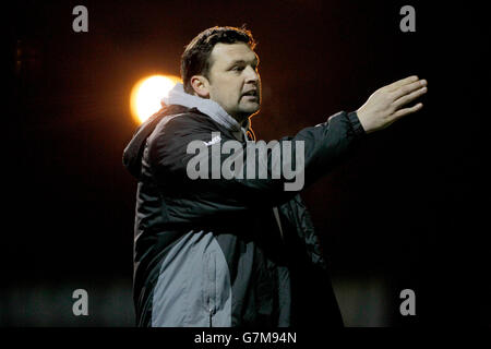 Calcio - Lega Nord Divisione uno - Ashington AFC / Bishop Auckland - Woodhorn Lane. Steve Harmison, manager di Ashington, durante la partita di Ebac Northern League, Divisione uno all'Ashington Community Football Club, Northumberland. Foto Stock