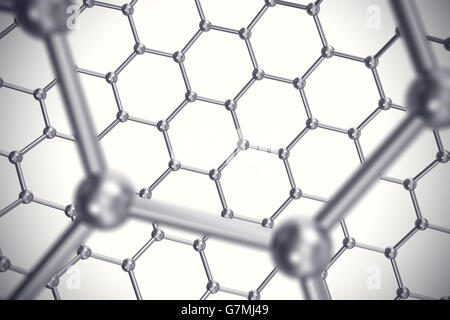 Grafene nanostruttura foglio alla scala atomica 3d illustrazione Foto Stock