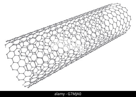 La struttura del tubo di grafene della nanotecnologia 3d illustrazione Foto Stock