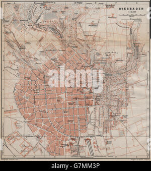 WIESBADEN città antica città stadtplan. Hessen karte. BAEDEKER, 1913 mappa vecchia Foto Stock