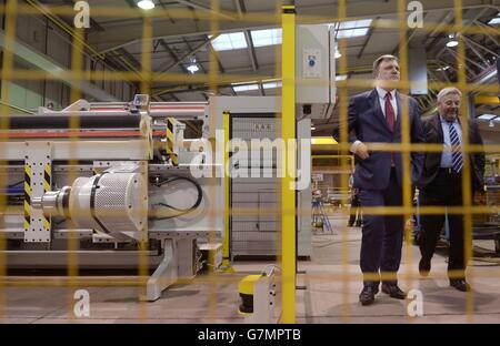 Ed Balls visita a Bedford Foto Stock