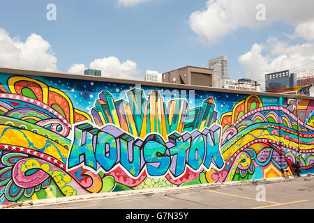 Coloratissimo graffito Artwork a Houston, Texas Foto Stock