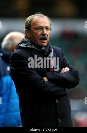 Rugby Union - 2015 RBS Six Nations - Inghilterra / Italia - Twickenham. L'Italia allenò Jacques Brunel durante la partita delle 6 Nazioni a Twickenham, Londra. Foto Stock