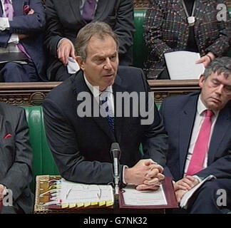 Prime Minster's Questions - House of Commons. Primo ministro britannico Tony Blair. Foto Stock