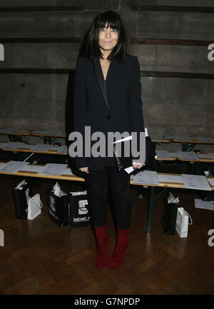 Claudia Winkleman partecipa allo spettacolo Giles Autunno/Inverno 2015 London Fashion Week al College di Southampton Row, Londra. Foto Stock