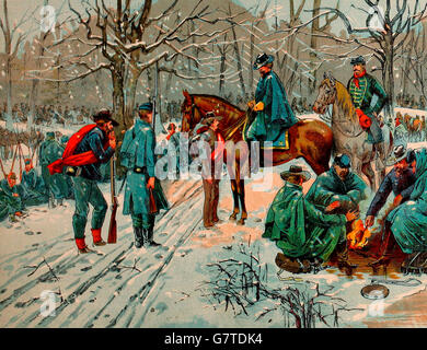 Fort Donelson si arrese Febbraio 18, 1862 - Il bivacco prima della battaglia. USA LA GUERRA CIVILE Foto Stock