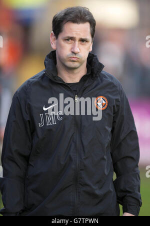 Jackie McNamara, manager di Dundee United, durante la partita di Premiership Scozzese al Dens Park di Dundee. Foto Stock