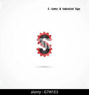 S-lettera e icona a ingranaggio design template vettoriale.S-alphabet vector design.aziendale e industriale simbolo creativo.vettore Illustrazione Vettoriale