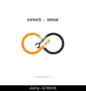 Riparazione di infiniti elementi del logo design.Servizio di manutenzione e engineering simbolo creativo.Business e concetto industriale.vettore Illustrazione Vettoriale
