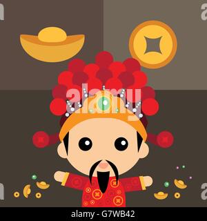 Dio cinese di ricchezza Illustrazione Vettoriale