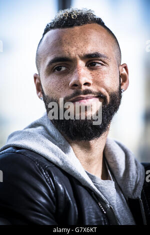 Centrocampista inglese John Bostock della seconda divisione belga del team OH Lovanio ha ritratto durante un'intervista Foto Stock