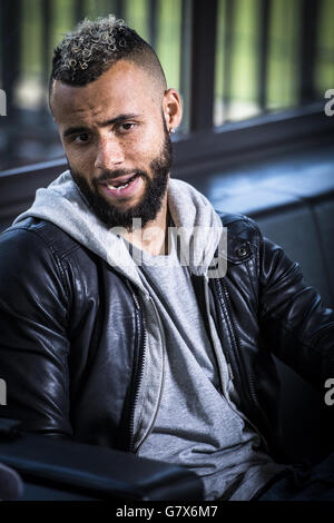 Centrocampista inglese John Bostock della seconda divisione belga del team OH Lovanio ha ritratto durante un'intervista Foto Stock