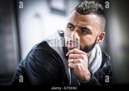 Centrocampista inglese John Bostock della seconda divisione belga del team OH Lovanio ha ritratto durante un'intervista Foto Stock