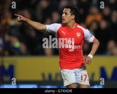 Calcio - Barclays Premier League - Hull City / Arsenal - KC Stadium. Alexis Sanchez di Arsenal celebra il terzo obiettivo del gioco Foto Stock