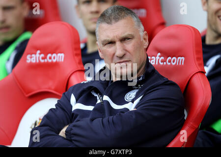 Calcio - Barclays Premier League - Sunderland / Leicester City - lo Stadio della luce. Nigel Pearson, responsabile della città di Leicester, è presente durante la partita della Barclays Premier League allo Stadium of Light di Sunderland. Foto Stock