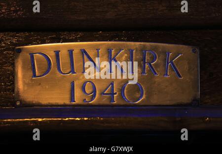 Dunkirk Little Ships si riuniscono al Royal Victoria Dock di Londra per celebrare il 75 ° anniversario del grande salvataggio - soprannominato operazione Dynamo. Foto Stock