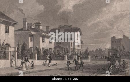 REGENT'S PARK. Park Village East II. Londra. Pastore, antica stampa 1828 Foto Stock