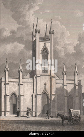 CAMDEN. Chiesa di Santa Maria, Somers Town. Londra. Pastore, antica stampa 1828 Foto Stock