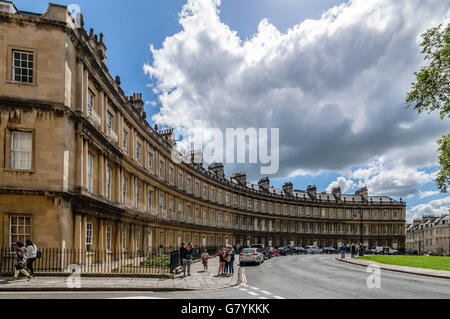 Bath, Regno Unito - 15 agosto 2015: il famoso circo buildingIt è un esempio di architettura Georgiana nella città di Bath Foto Stock