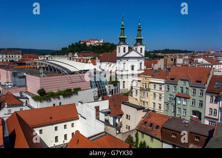 San Michel Chiesa,sfondo sulla cima di una collina al Castello di Spilberk, Brno, Moravia del Sud, Repubblica Ceca, Europa Foto Stock