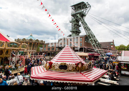 Fiera storica nella motivazione di Zeche Zollern, una vecchia industria museo sul terreno di un ex miniera di carbone a Dortmund, Foto Stock