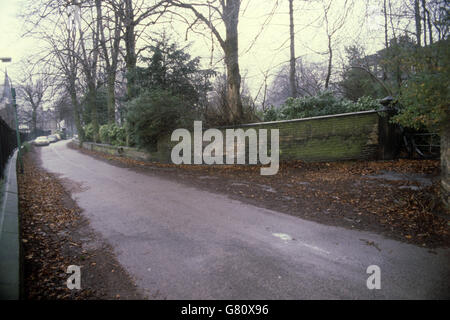 Melbourne Avenue, Sheffield, la corsia isolata dove Peter Sutcliffe è stato arrestato in compagnia di una donna quando la polizia si è resa sospettosa delle targhe della sua auto. Sutcliffe sta aiutando la polizia con le loro indagini sugli assassini dello Yorkshire Ripper. Foto Stock