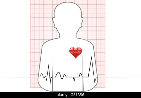 Vettore astratto di cuore umano grafico Beat Illustrazione Vettoriale