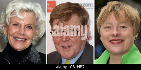 File foto di (da sinistra) Honor Blackman, Alan Bennett e Angela Eagle. Foto Stock