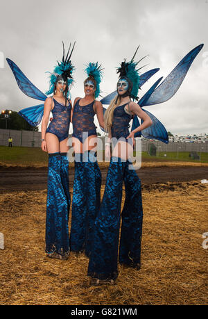 Festival goers il giorno 3 di Download festival il 14 2015 giugno a Donnington Park, Regno Unito Foto Stock