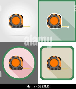 La roulette di riparazione e costruzione di strumenti le icone piatta illustrazione vettoriale isolati su sfondo bianco Illustrazione Vettoriale
